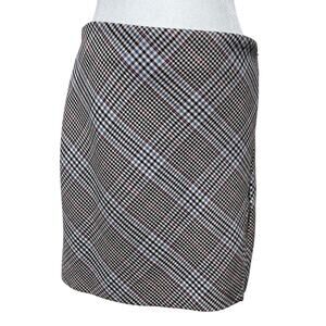 White House Black Market Women's Plaid Skirt Zipper Decor Size 10